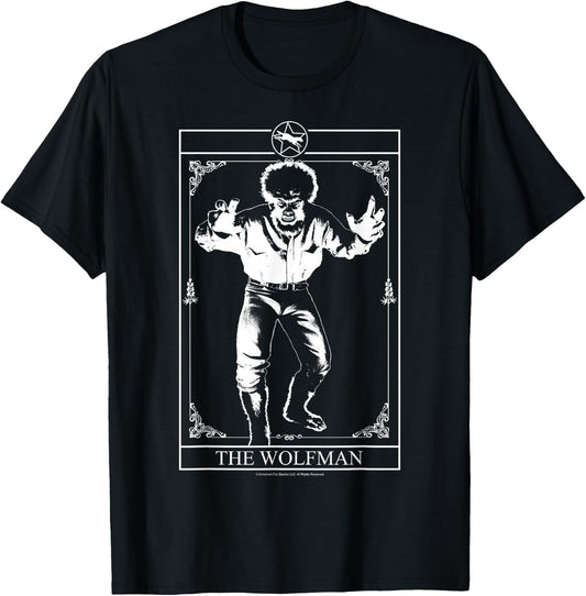 Universal Monsters The Wolfman Tarot Card T-Shirt - T-Shirt | Black