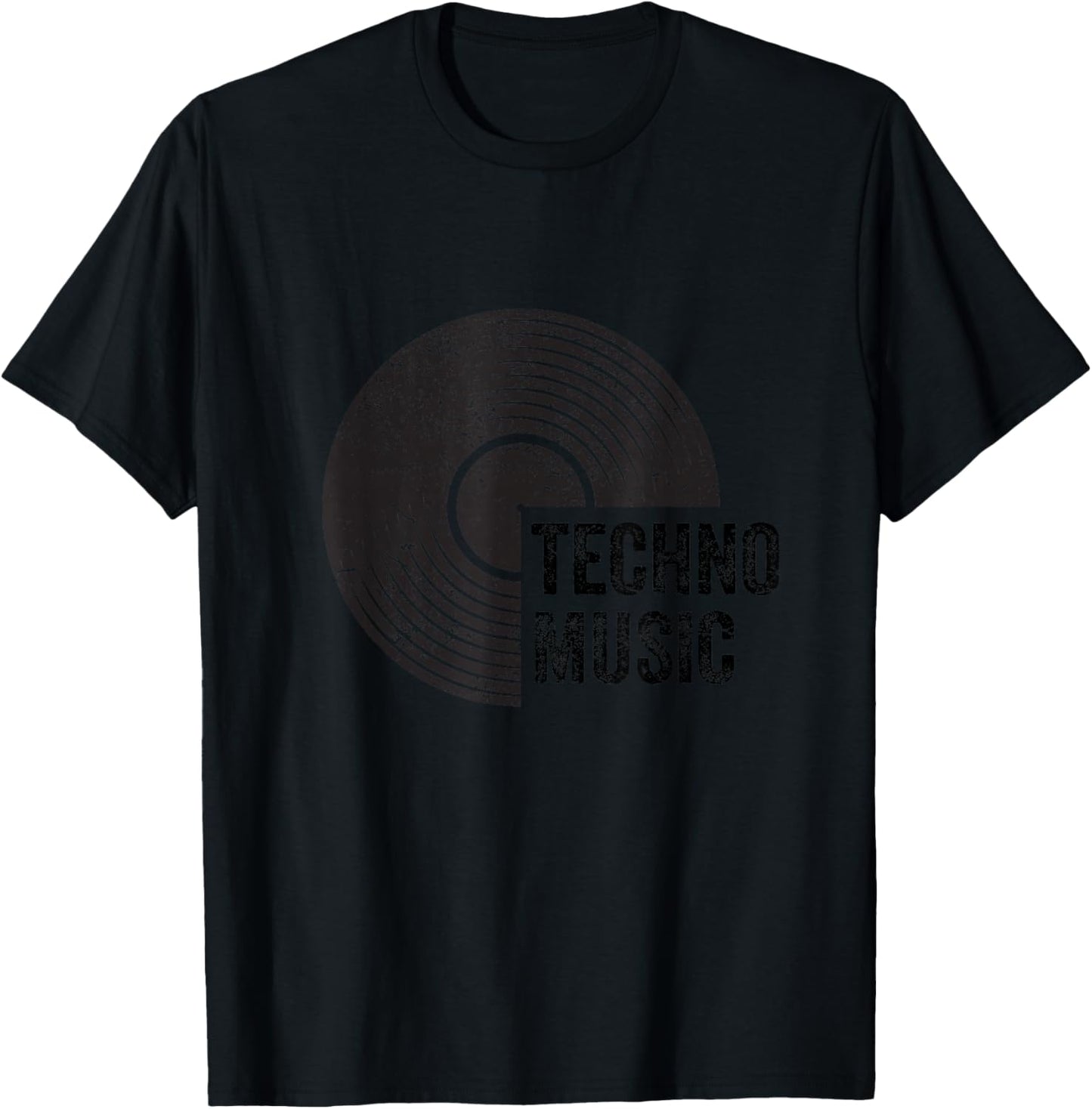 Vintage Techno Musikhemd aus Vinyl, Partyoutfit T-Shirt - T-Shirt | Black