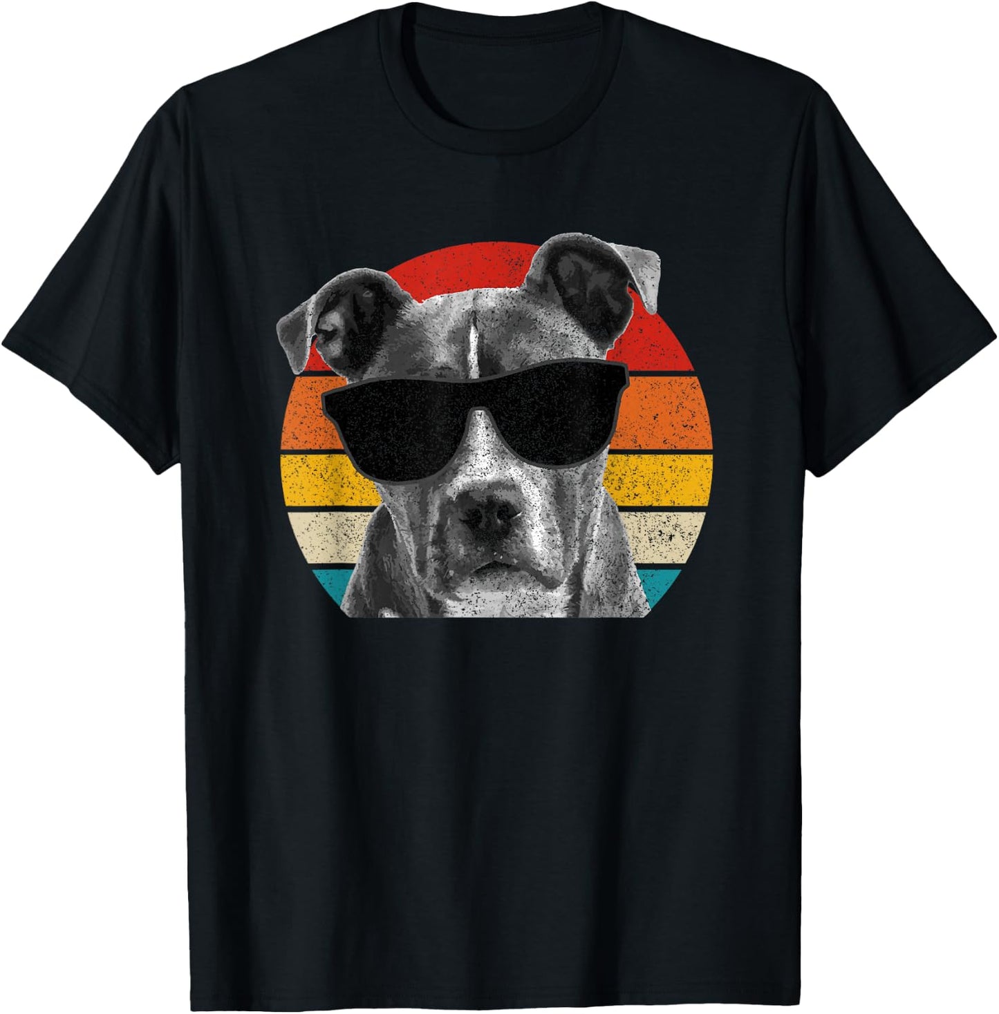 Pitbull Vintage Sunglasses Funny Pittie Dog Pitbull Owner T-Shirt - T-Shirt | Black