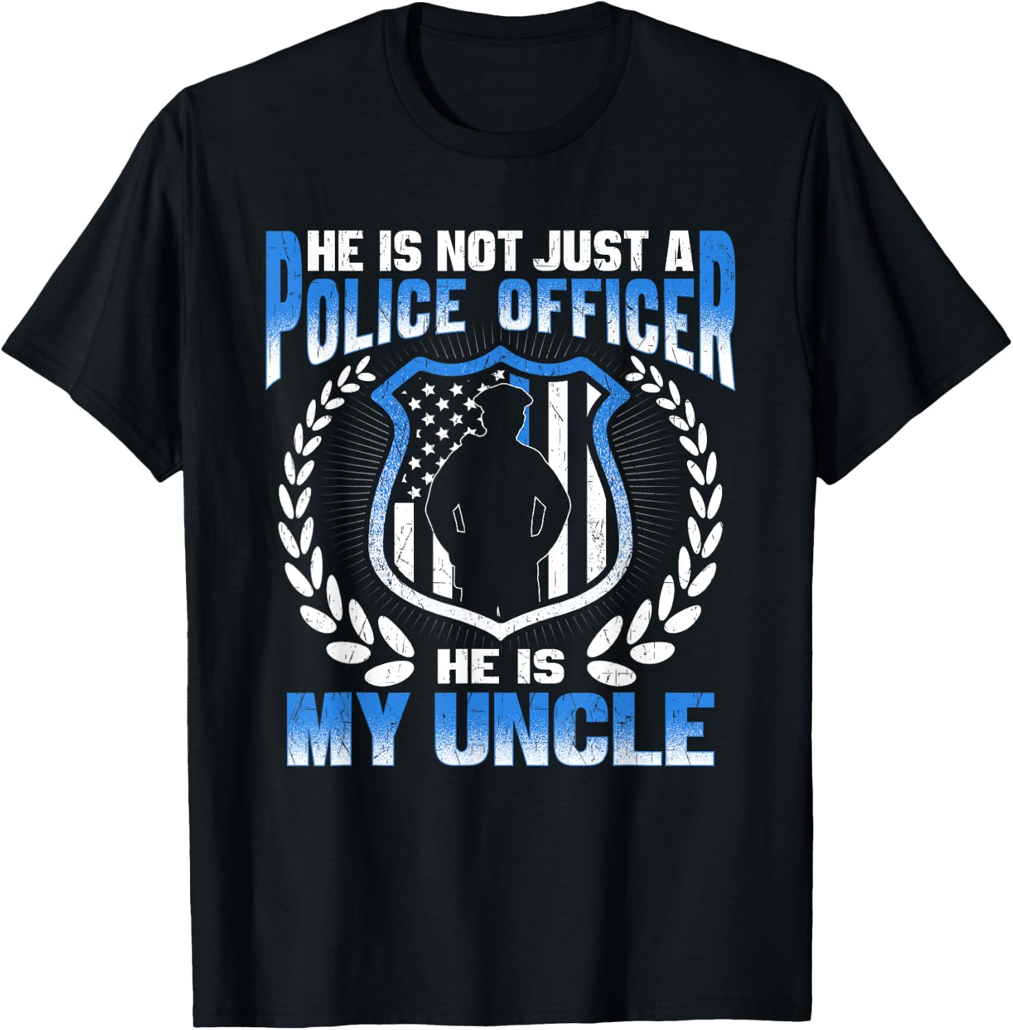 My Uncle Is A Brave Police Officer Proud Police Niece Nephew T-Shirt - T-Shirt | Black