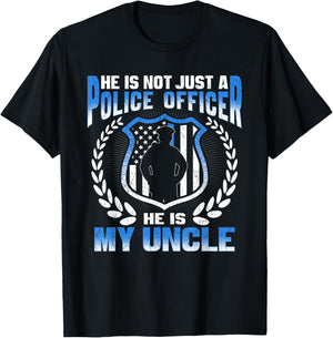 My Uncle Is A Brave Police Officer Proud Police Niece Nephew T-Shirt - T-Shirt | Black