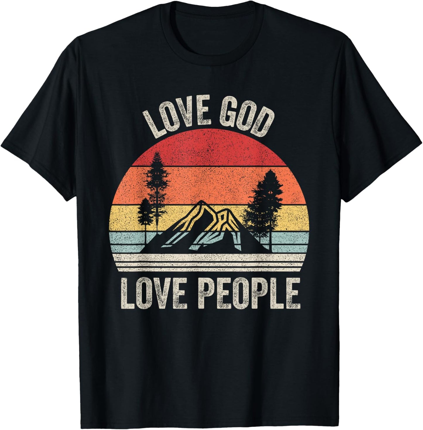 Vintage Retro Love God Love People Christian Bible T-Shirt - T-Shirt | Black