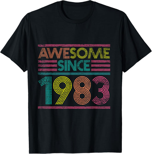 Awesome Since 1983 42nd Birthday Gifts 42 Years Old T-Shirt - T-Shirt | Black