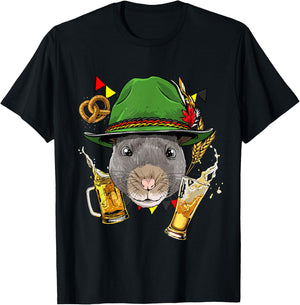 Rat Oktoberfest Lederhosen Costume Gift German Beer Fest T-Shirt - T-Shirt | Black
