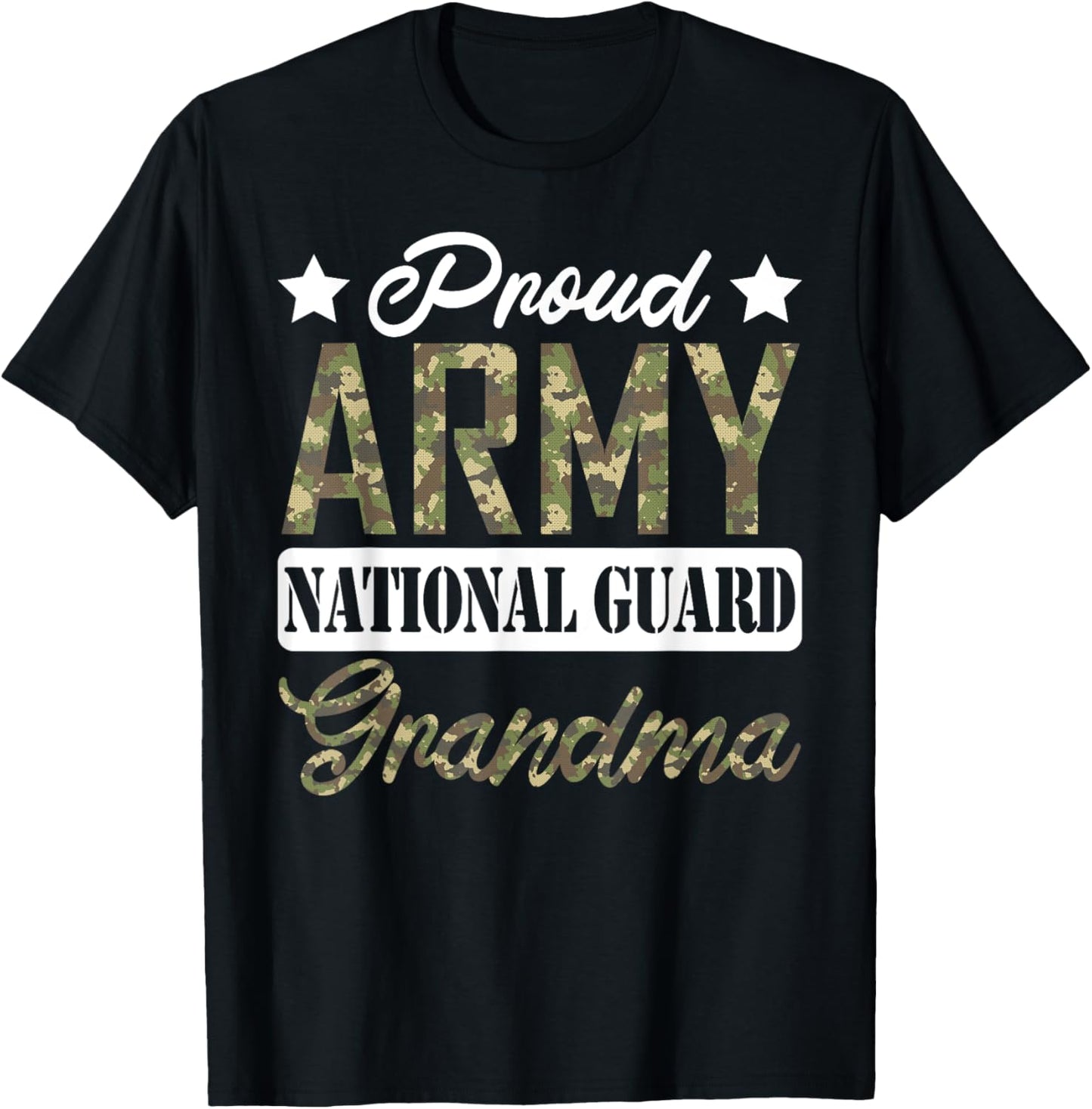 Proud Army National Guard Grandma Military Family Veteran T-Shirt - T-Shirt | Black