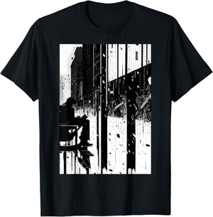 Black and White Abstract Art of Man on a bench in the City. T-Shirt - T-Shirt | Black