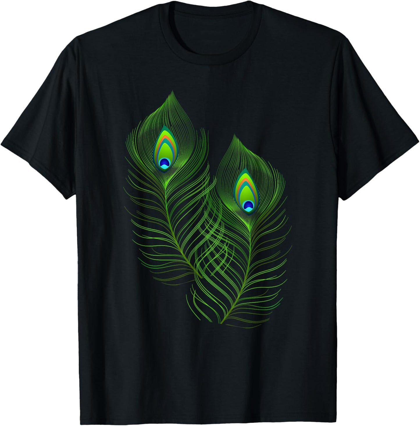 Yellow Peacock Feathers Funny Birds Animal Lover Graphic T-Shirt - T-Shirt | Black