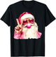 Santa Claus Blowing Bubble Gum Pink Sunglasses Christmas T-Shirt - T-Shirt | Black