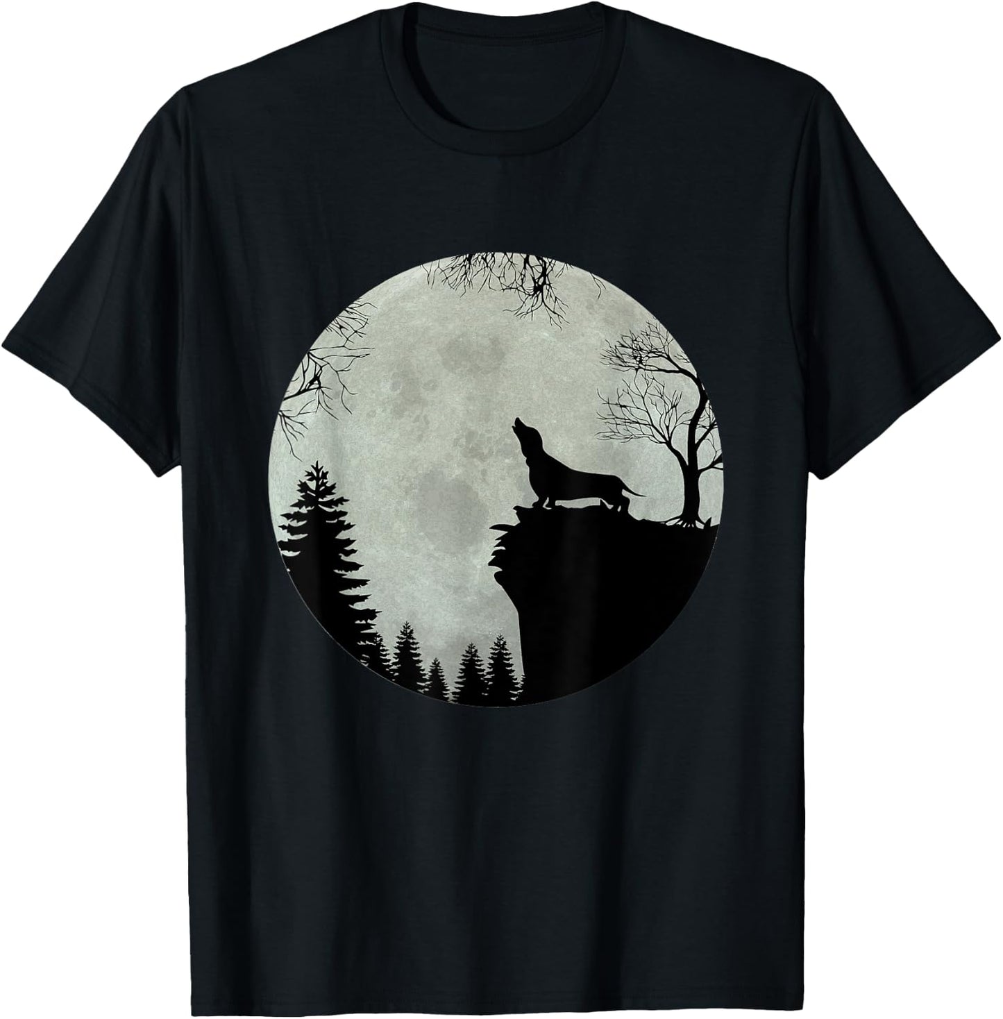 Dachshund Teckel Doxie Wiener Dog yowl yelp at full moon Women Kids T-Shirt - T-Shirt | Black