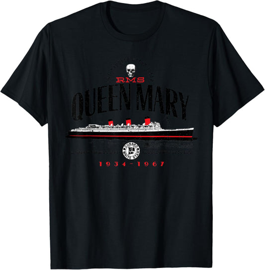 RMS Queen Mary The North Atlantic Ocean From 1936 To 1967 T-Shirt - T-Shirt | Black