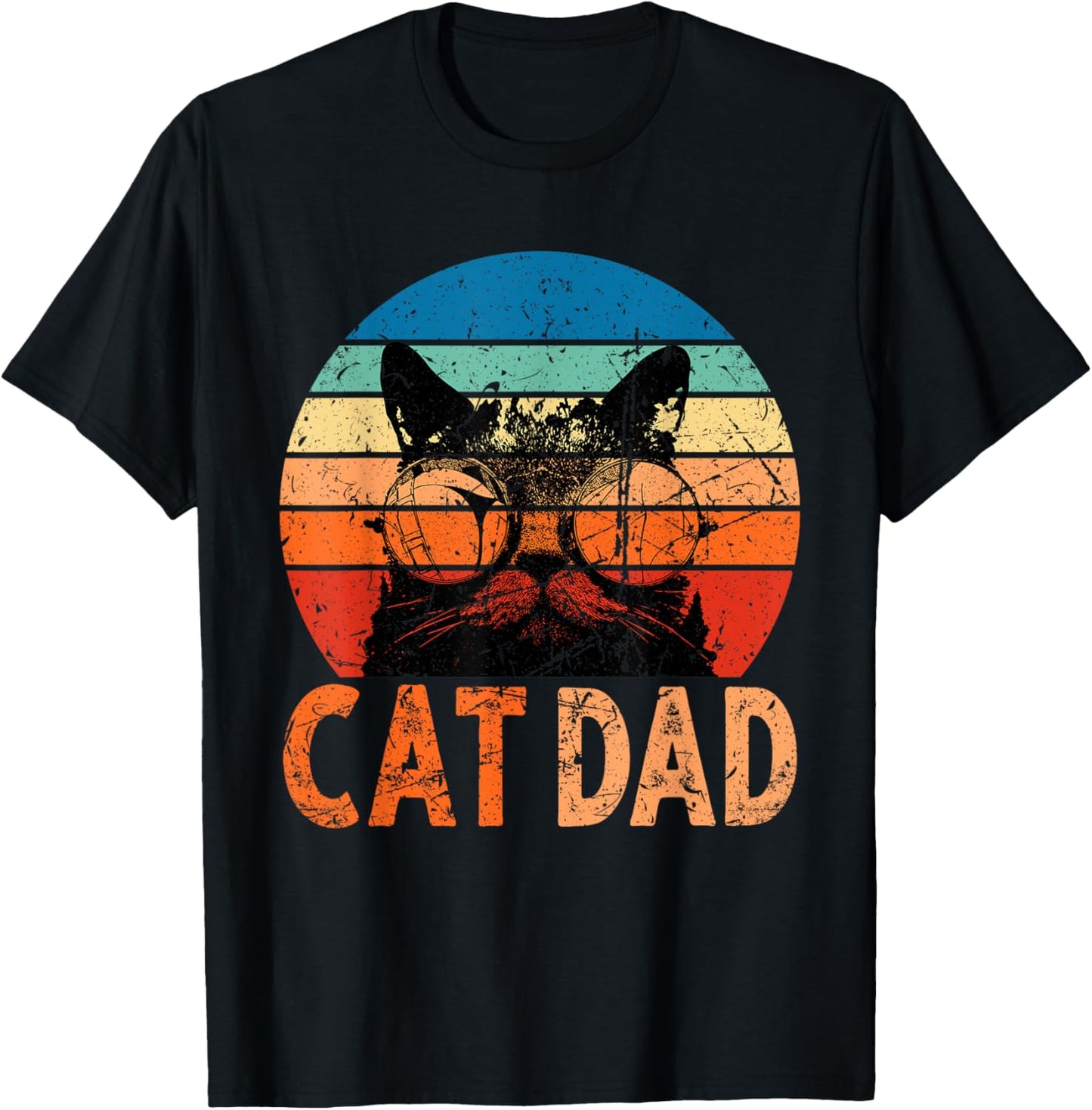 Cat Dad Shirt Daddy Funny Retro Cat Dad Men Father's Day T-Shirt - T-Shirt | Black