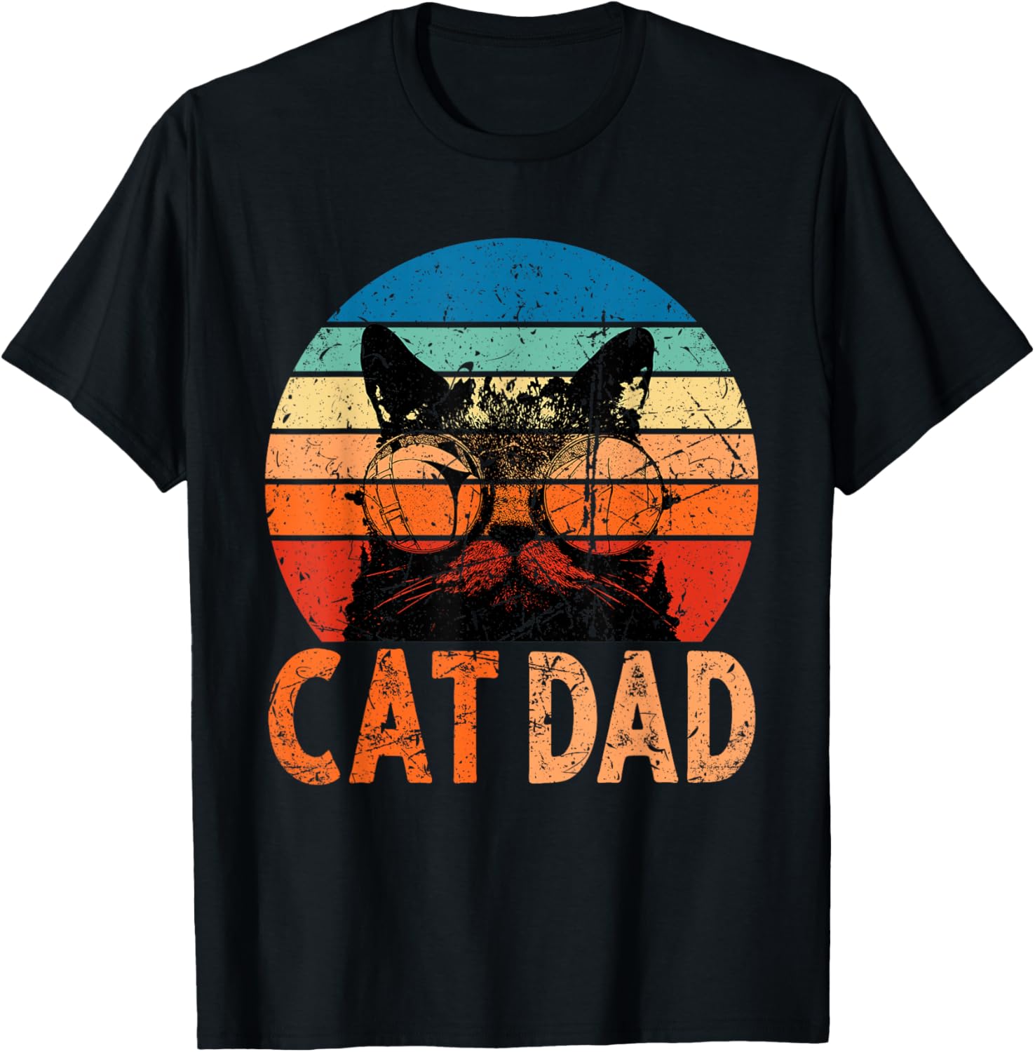 Cat Dad Shirt Daddy Funny Retro Cat Dad Men Father's Day T-Shirt - T-Shirt | Black