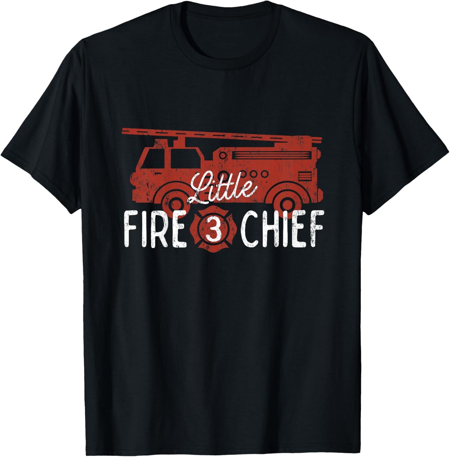 3rd Birthday Firetruck Shirt, Boys 3 Year Old Fireman Party T-Shirt - T-Shirt | Black