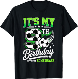It’s My 9th Birthday Soccer 9 Year Old Soccer Player T-Shirt - T-Shirt | Black