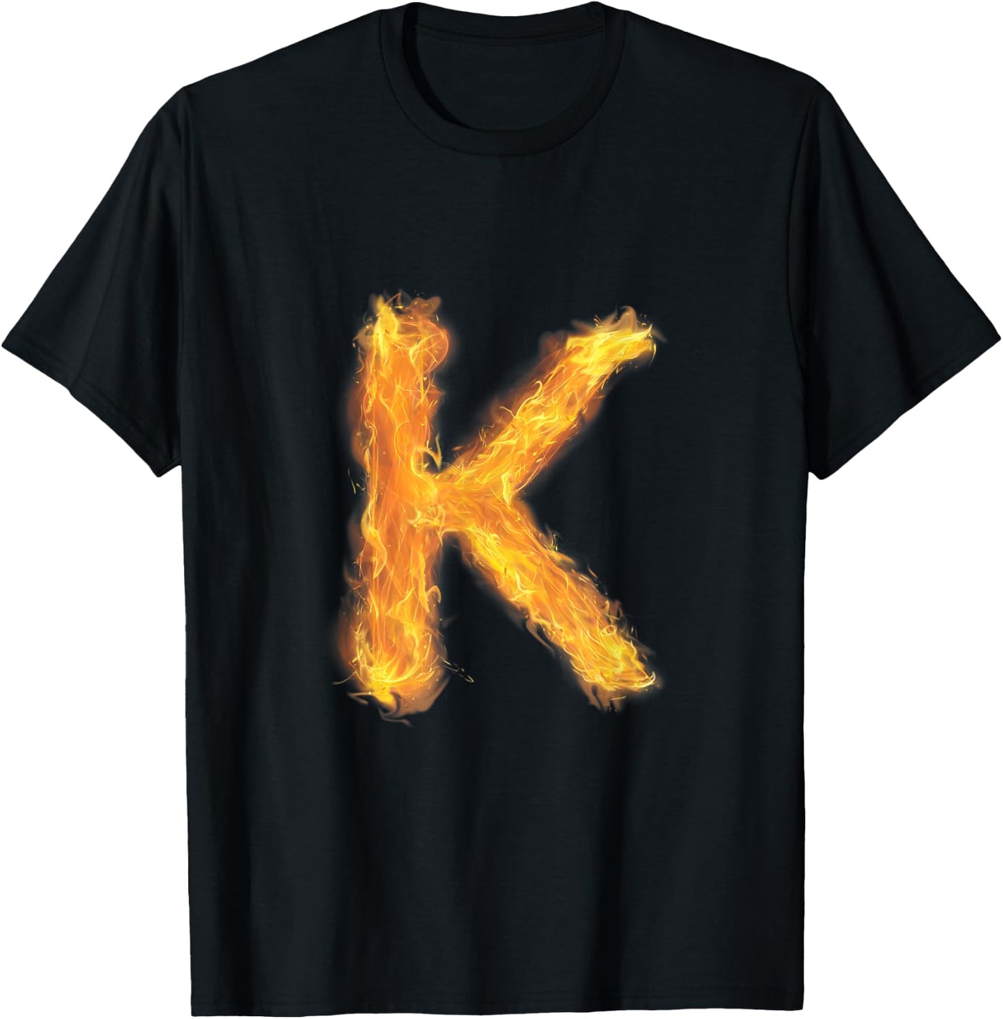 Letter K Sign Alphabet Last Name Consonants Fire Flame Gift T-Shirt - T-Shirt | Black