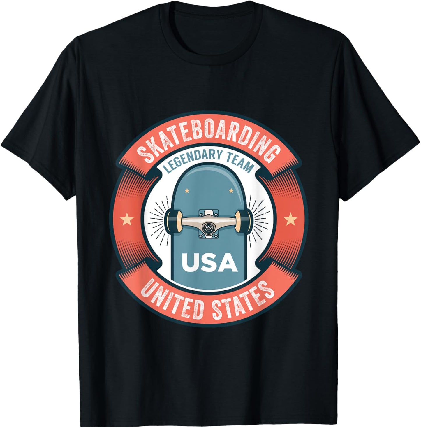 Skateboarding USA Support the Team Shirt USA Flag Skateboard T-Shirt - T-Shirt | Black