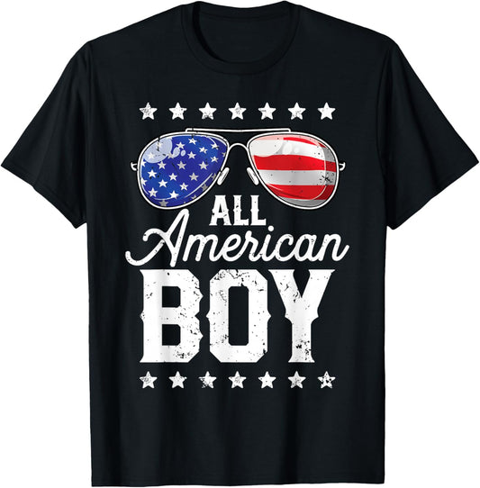 All American Boy 4th of July USA Sunglasses Family Matching T-Shirt - T-Shirt | Black