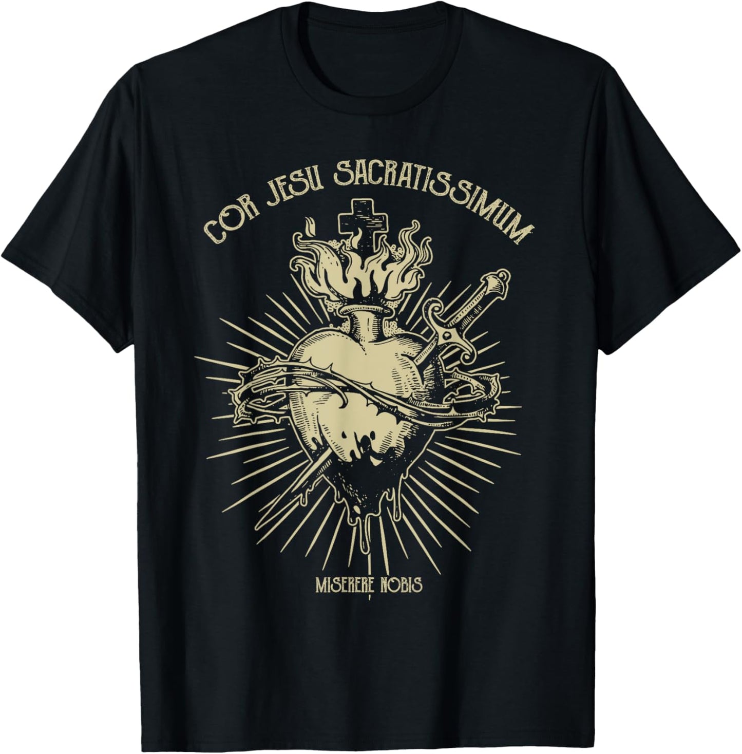 Sacred Heart Of Jesus Christian Catholic Devotion T-Shirt - T-Shirt | Black