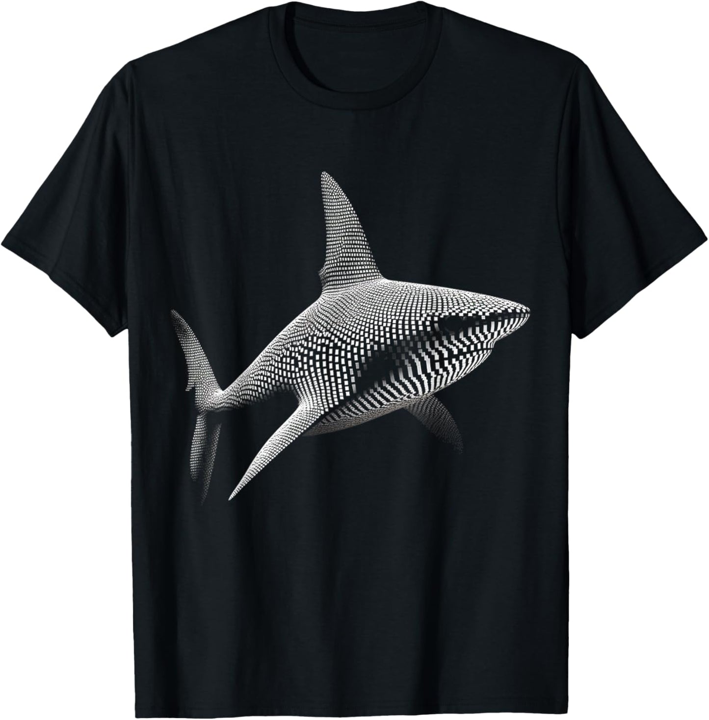 Shark Pixel Graphic Animal Art Shark T-Shirt - T-Shirt | Black