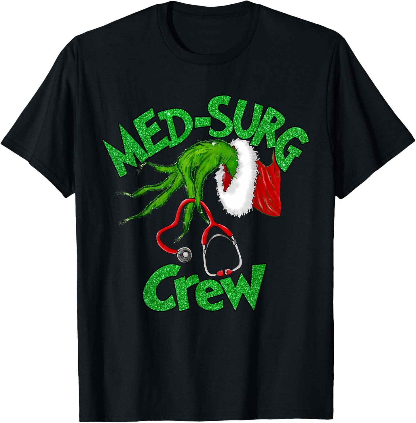 Retro Med-surg Crew Nurse Stethoscope Christmas Xmas Nursing T-Shirt - T-Shirt | Black