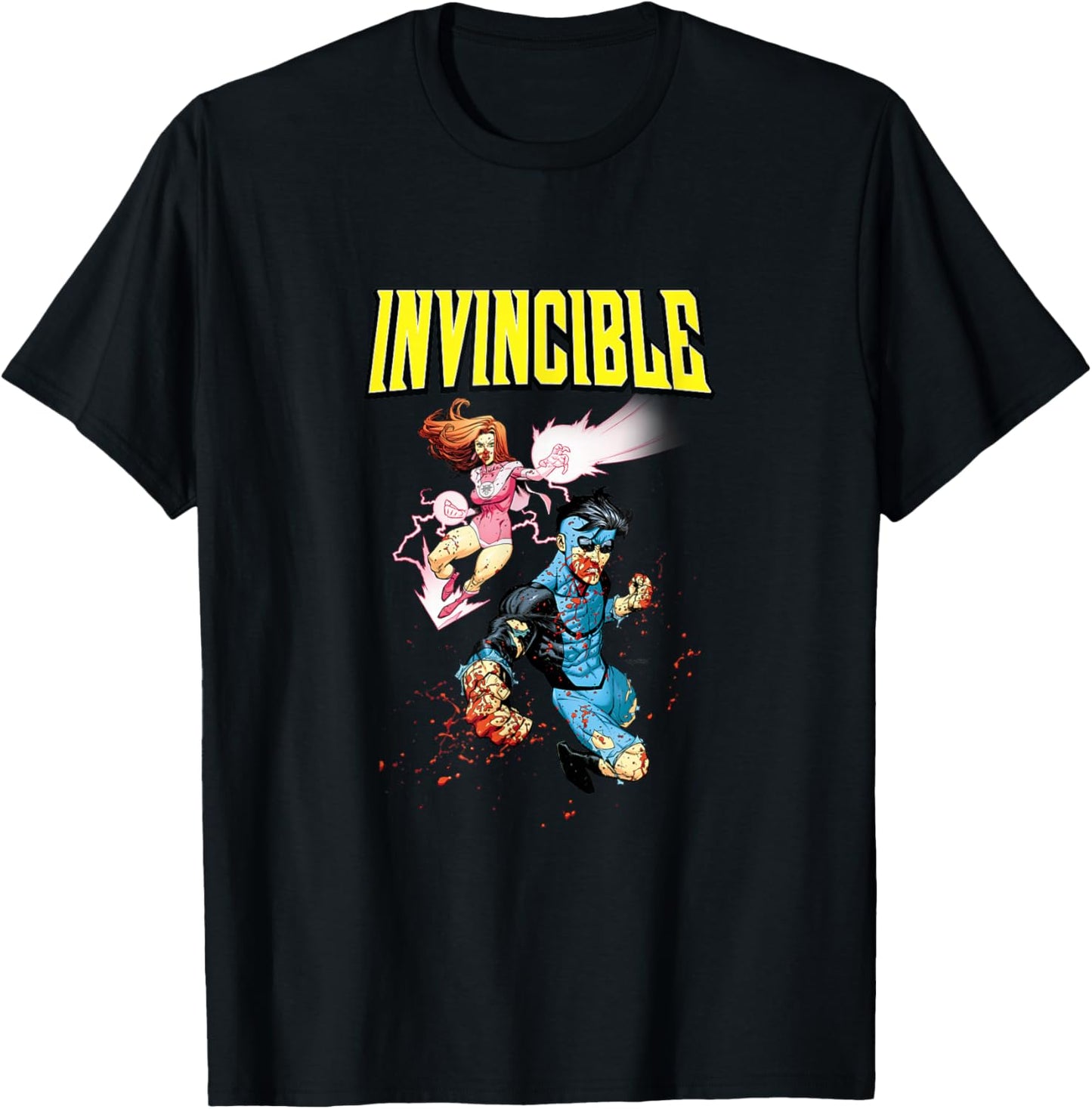 Invincible and Atom Eve Attack T-Shirt - T-Shirt | Black