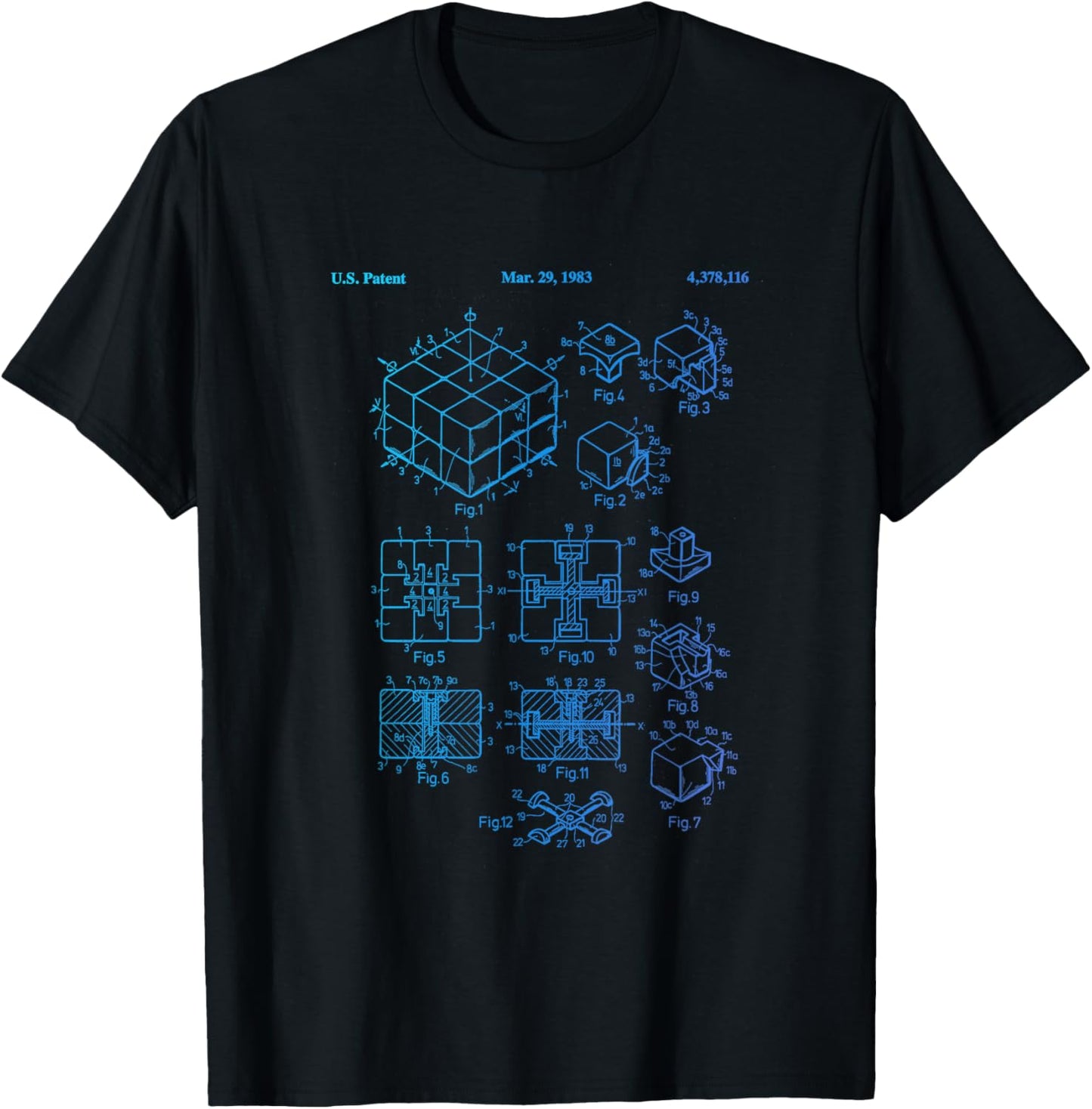 Competitive Puzzle Cube Rubik Patent Speed Cubing Retro Math T-Shirt - T-Shirt | Black