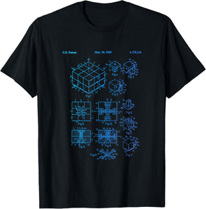 Competitive Puzzle Cube Rubik Patent Speed Cubing Retro Math T-Shirt - T-Shirt | Black
