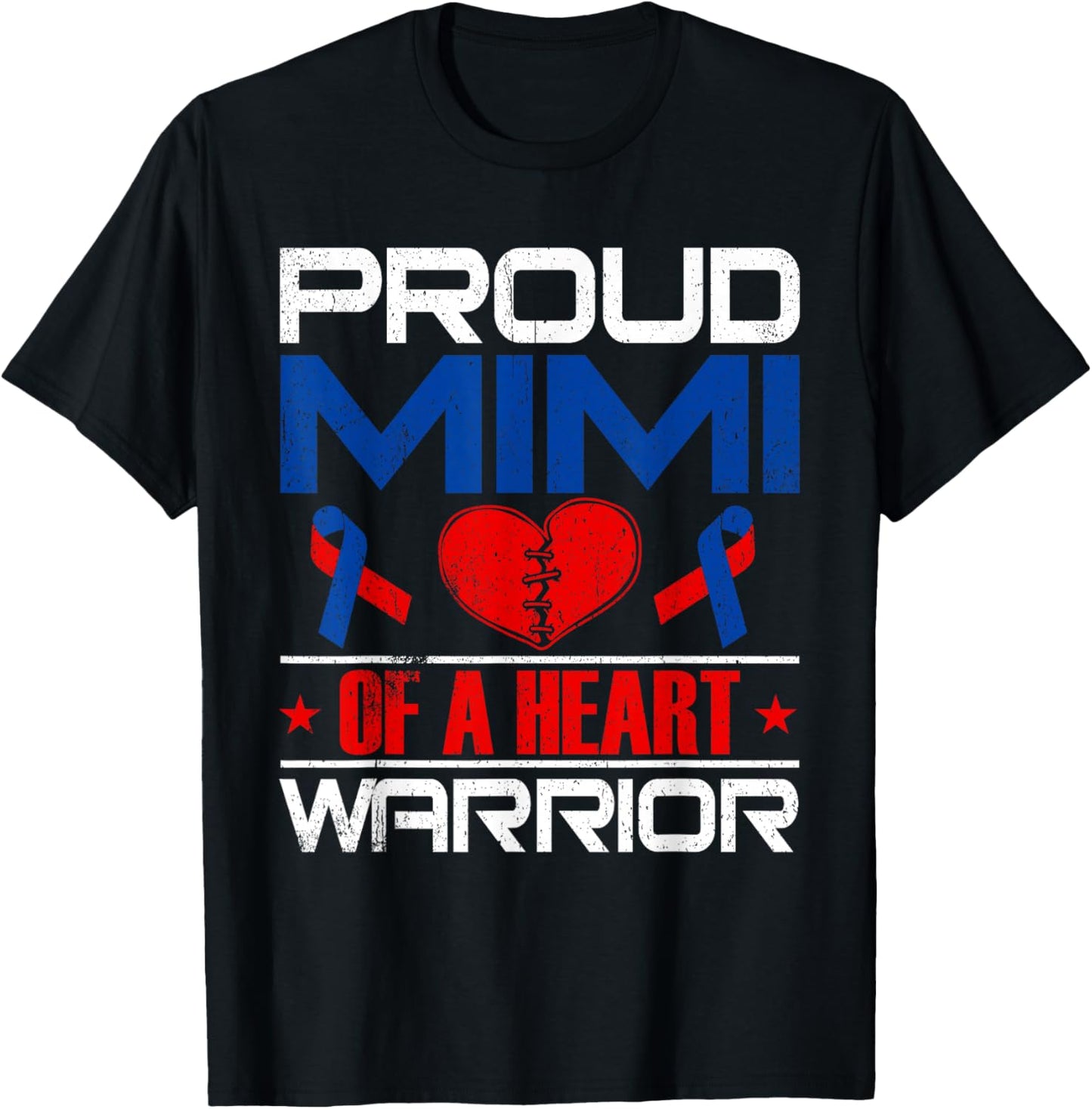 Mimi Of A Heart Warrior Congenital Heart Defect Awareness T-Shirt - T-Shirt | Black