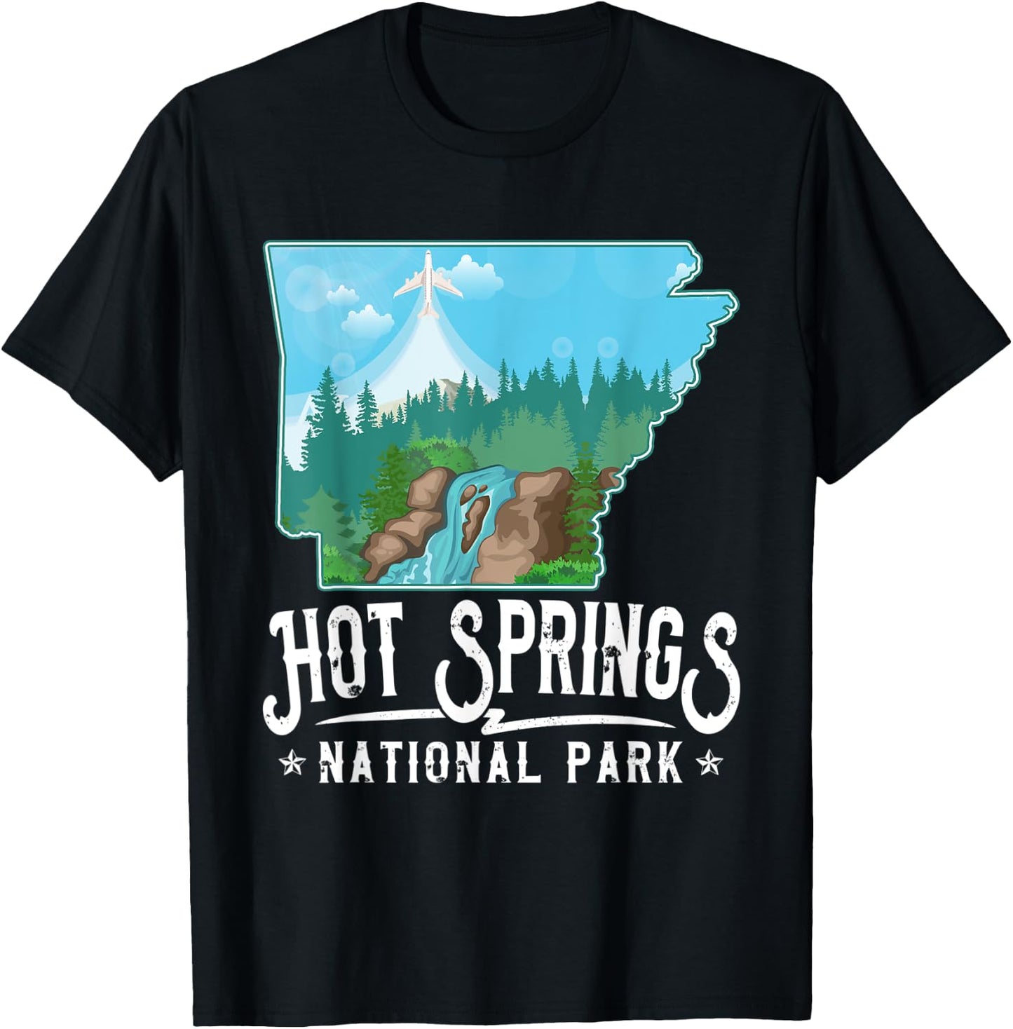 Retro Funny Vintage Hot Springs Women Men Arkansas AR Lover T-Shirt - T-Shirt | Black