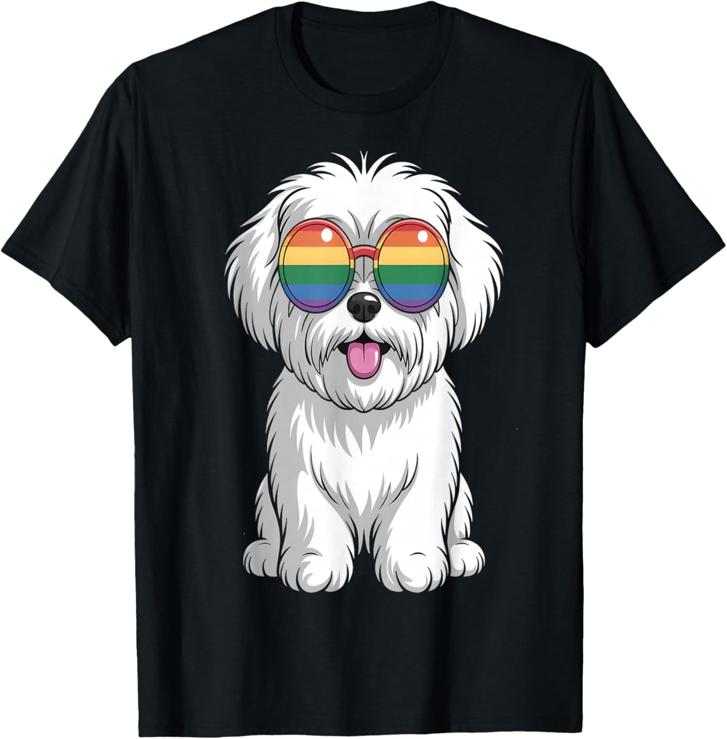 Maltese Dog LGBT Rainbow Pride T-Shirt - T-Shirt | Black
