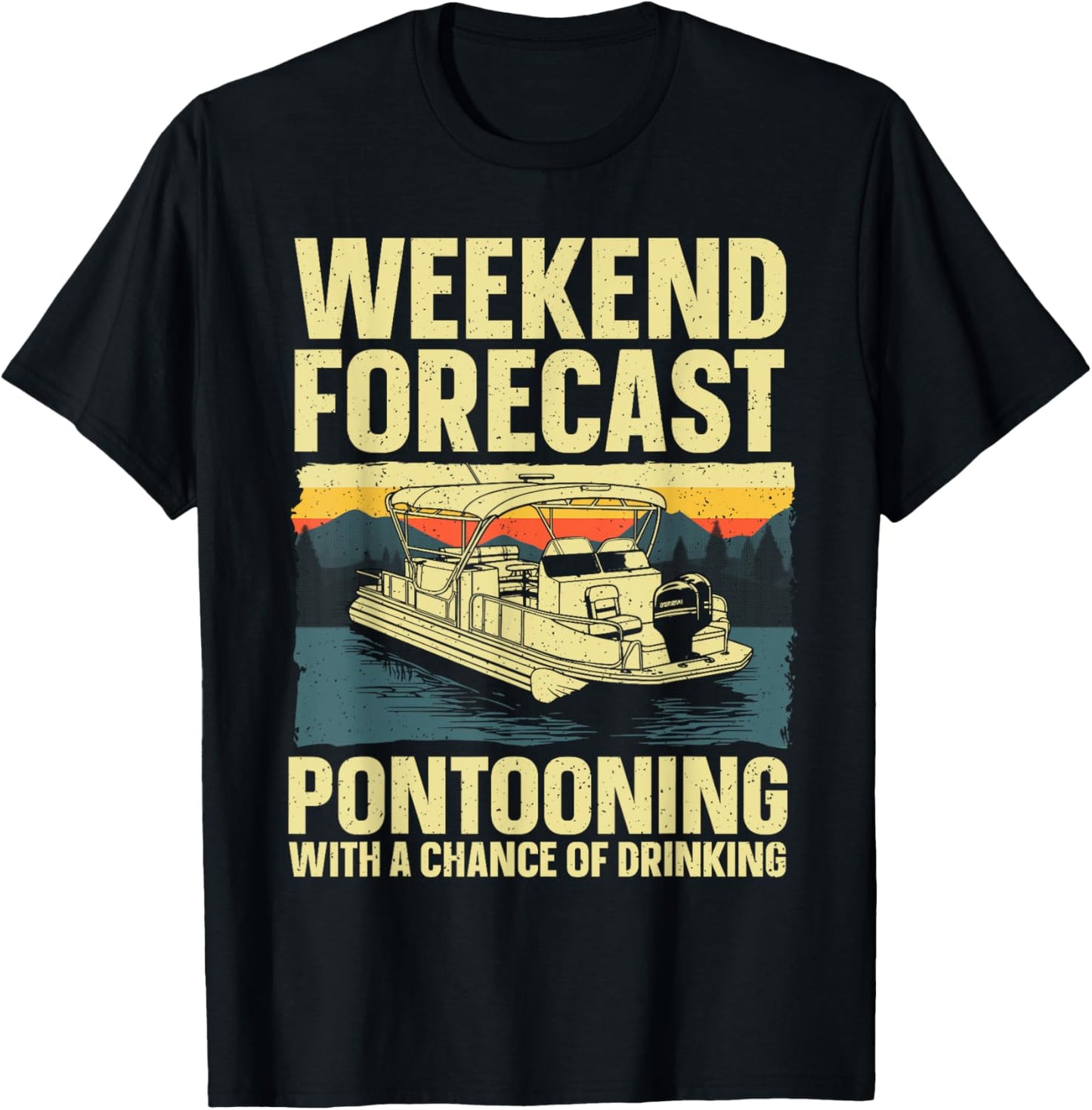 Funny Pontoon Boat Art Women Lake Boating Captain T-Shirt - T-Shirt | Black