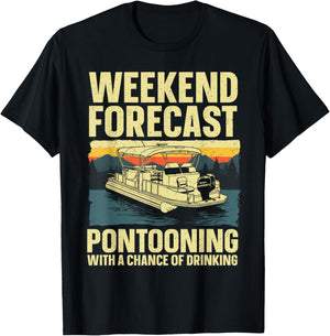 Funny Pontoon Boat Art Women Lake Boating Captain T-Shirt - T-Shirt | Black