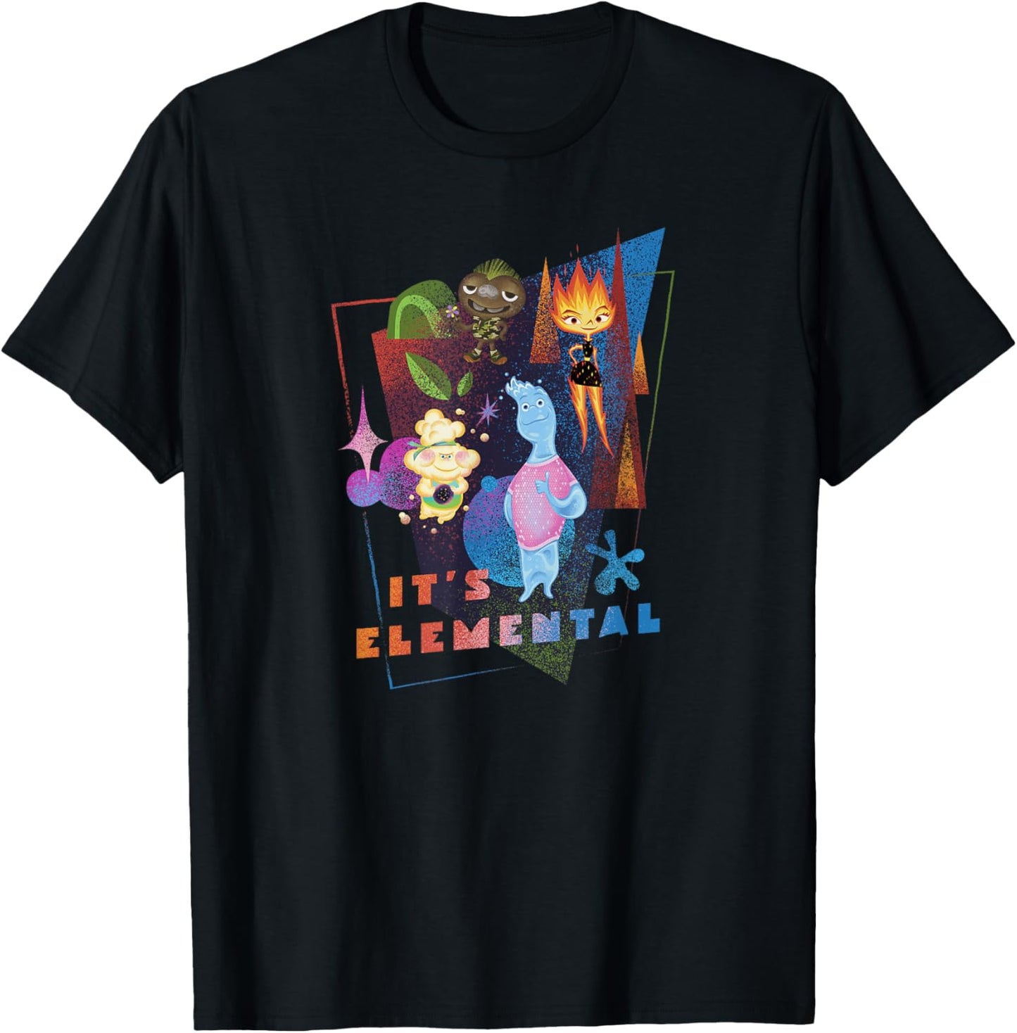 Disney Pixar Elemental It's Elemental 4 Elements Group Shot T-Shirt - T-Shirt | Black