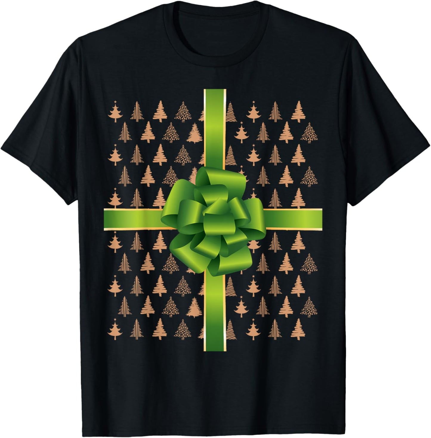 Pretend I'm A Present Green Christmas Bow Kids T-Shirt - T-Shirt | Black