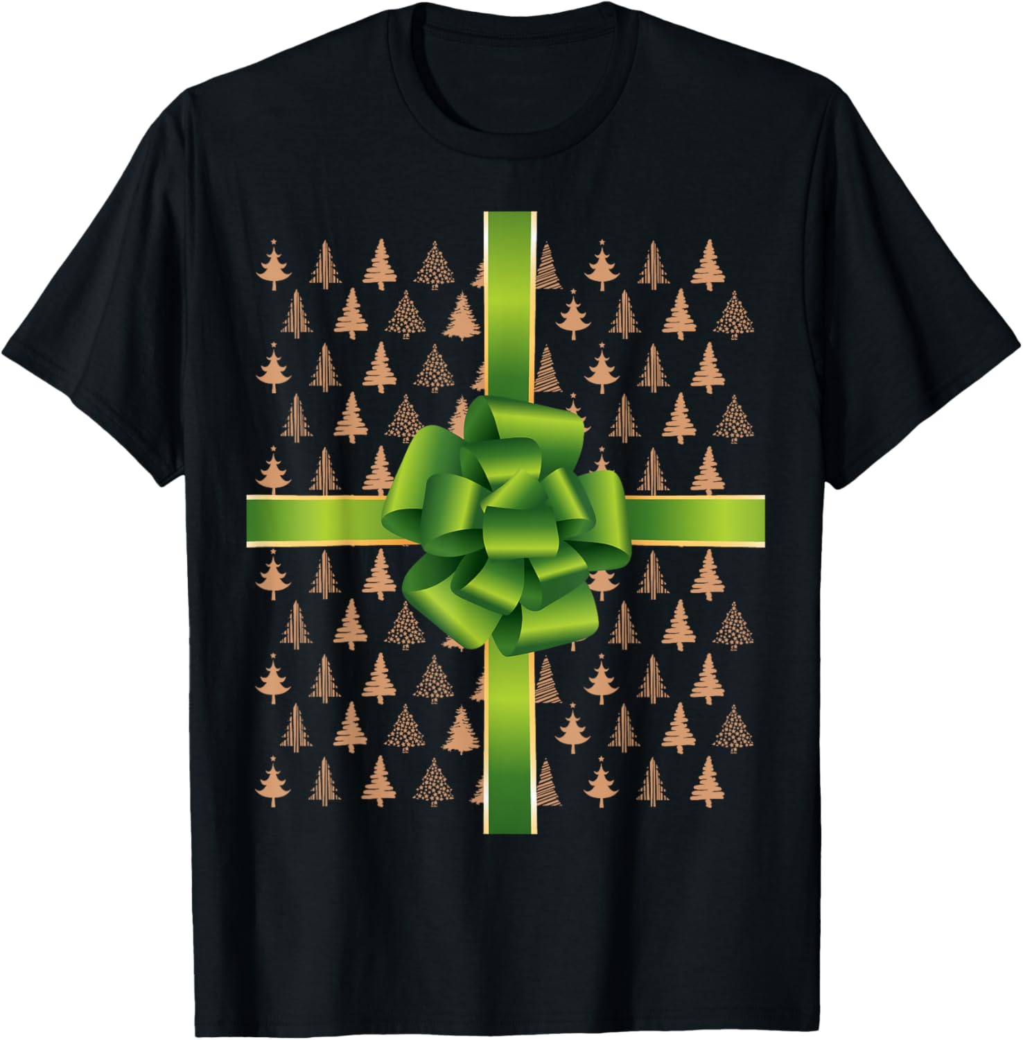 Pretend I'm A Present Green Christmas Bow Kids T-Shirt - T-Shirt | Black