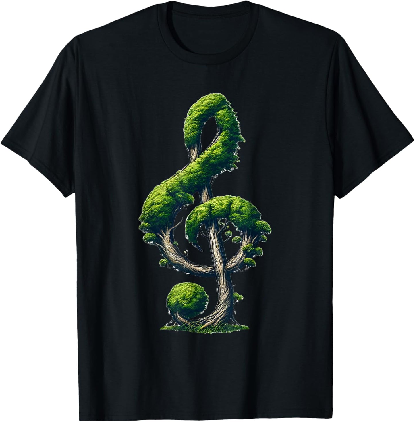Tree Treble Clef Musical Note Music Nature T-Shirt - T-Shirt | Black
