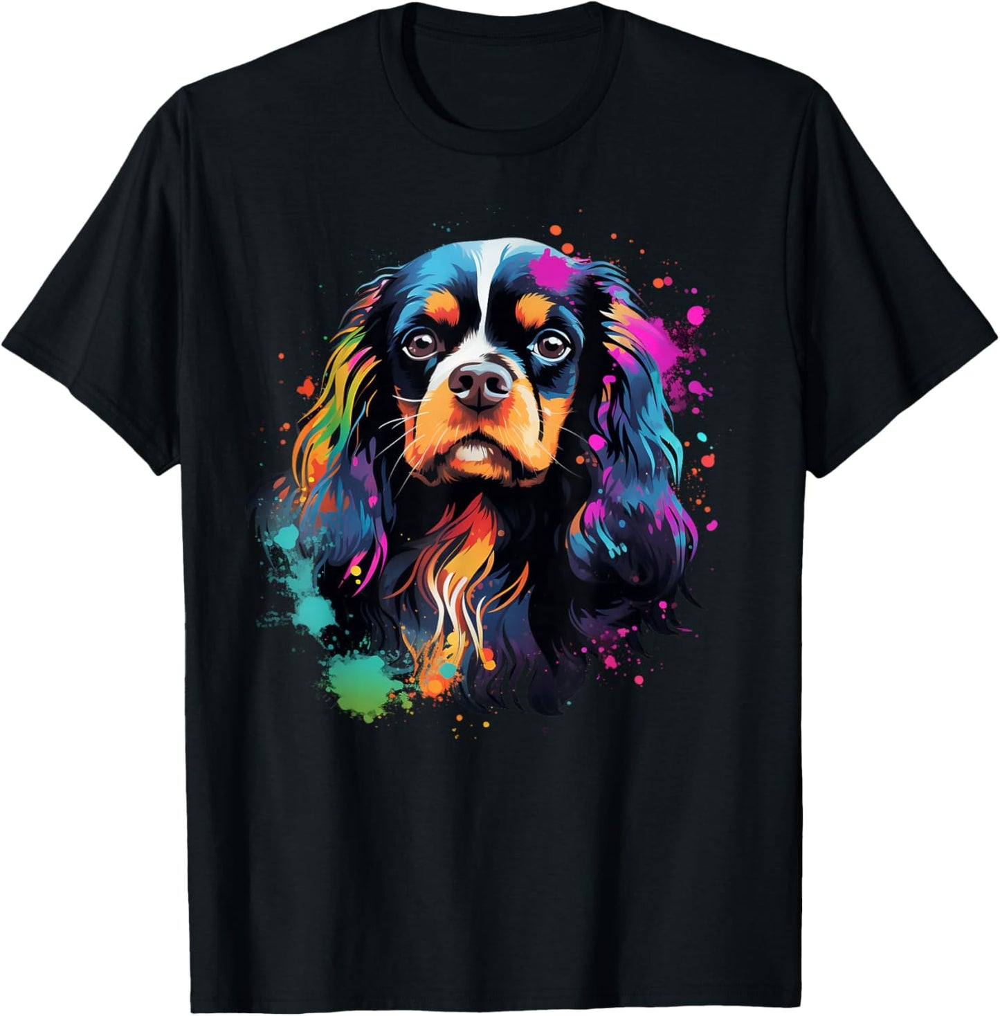 Cute painted Cavalier King Charles Spaniel T-Shirt - T-Shirt | Black
