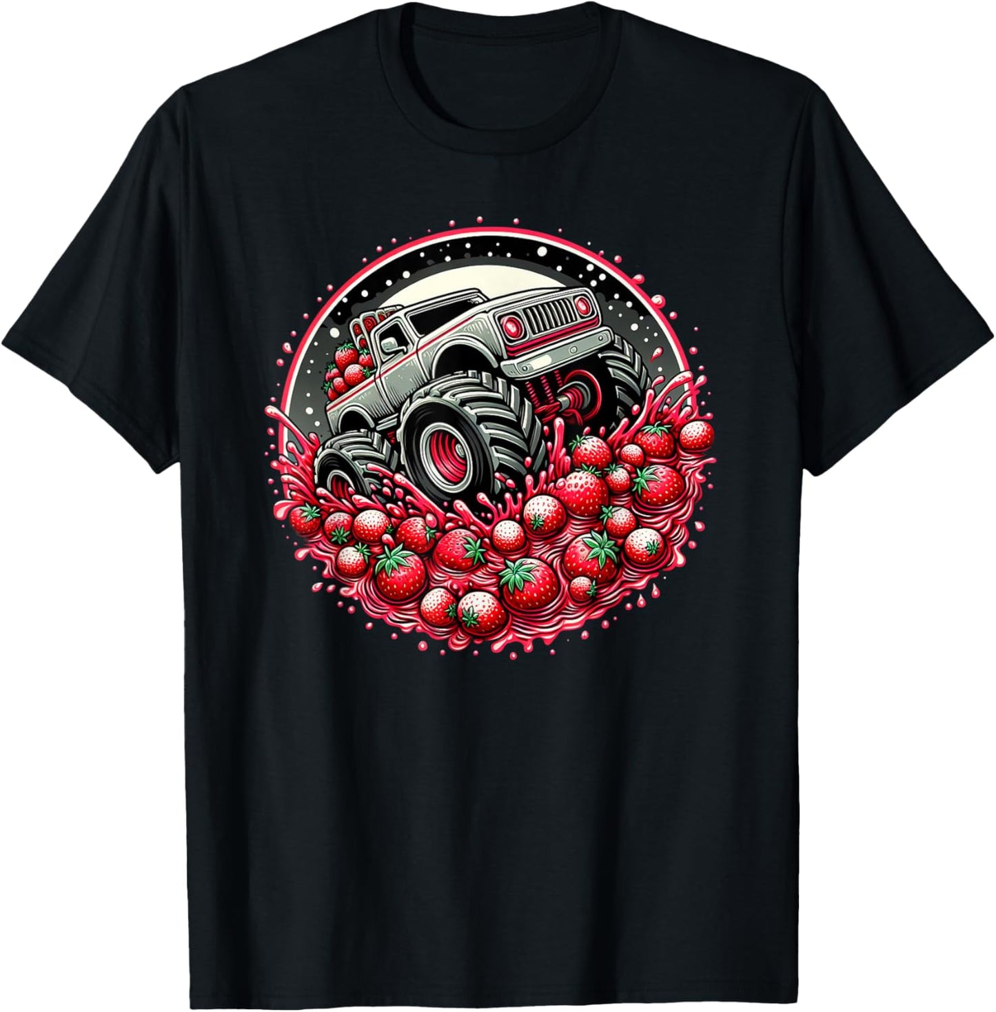 Cute Monster Truck Strawberry Jam Adventure Lover T-Shirt - T-Shirt | Black