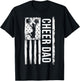 Cheer Dad Cheerleading American Flag Fathers Day Cheerleader T-Shirt - T-Shirt | Black