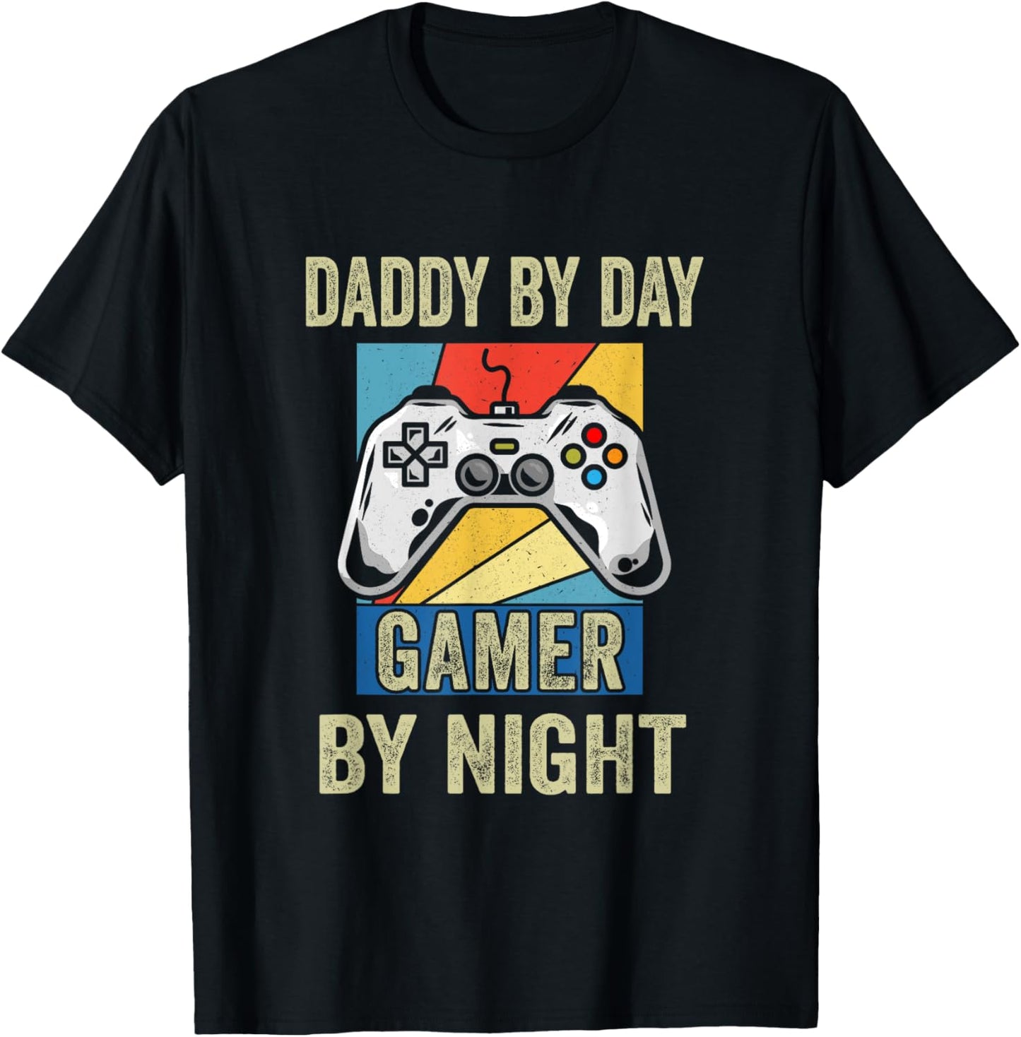 Dad By Day Gamer By Night Funny Gift T-Shirt - T-Shirt | Black