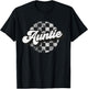 Funny Retro Checkered Auntie Race Vintage Matching Family T-Shirt - T-Shirt | Black