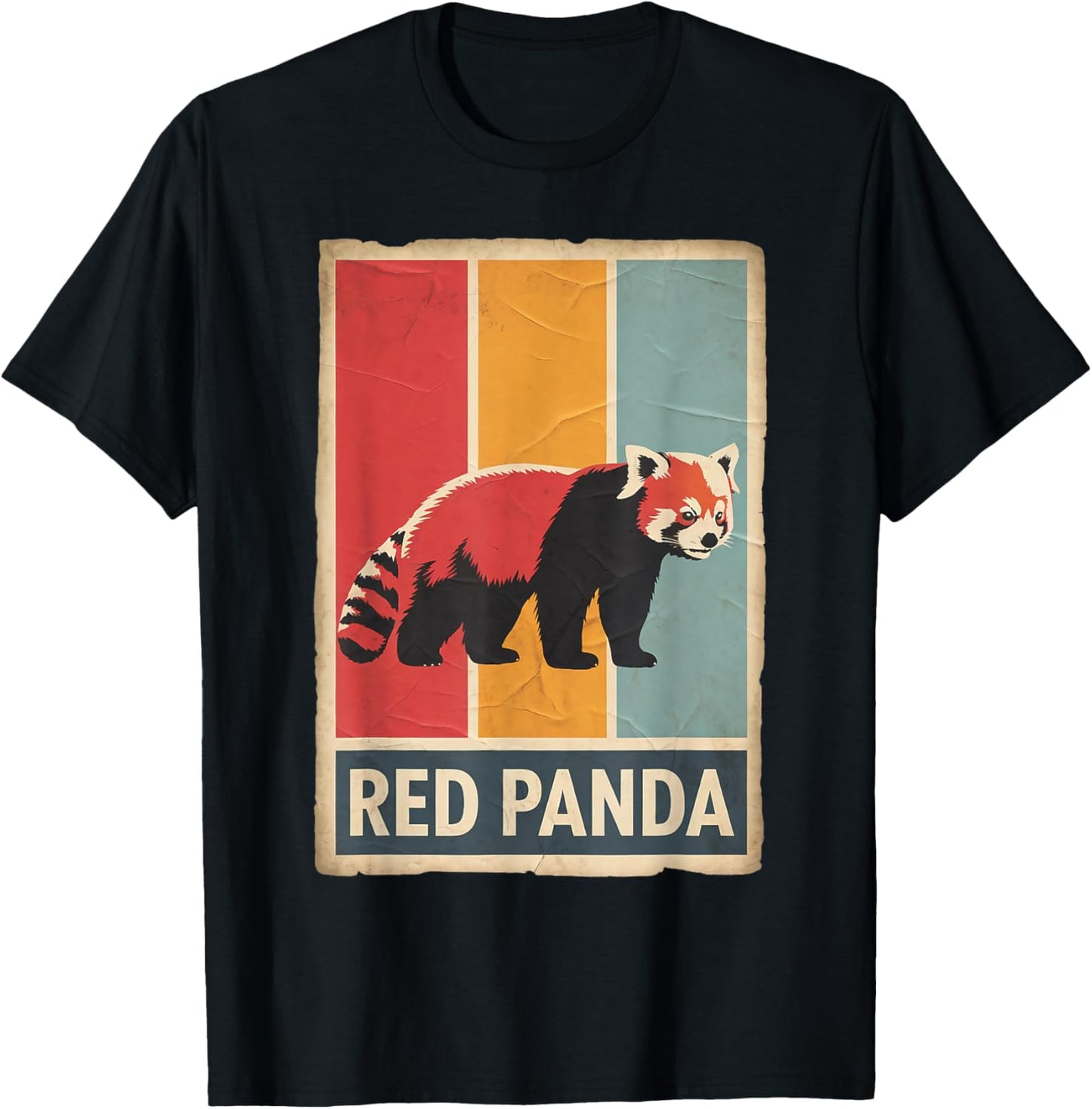 Retro Wildlife Animal Vintage Red Panda T-Shirt - T-Shirt | Black