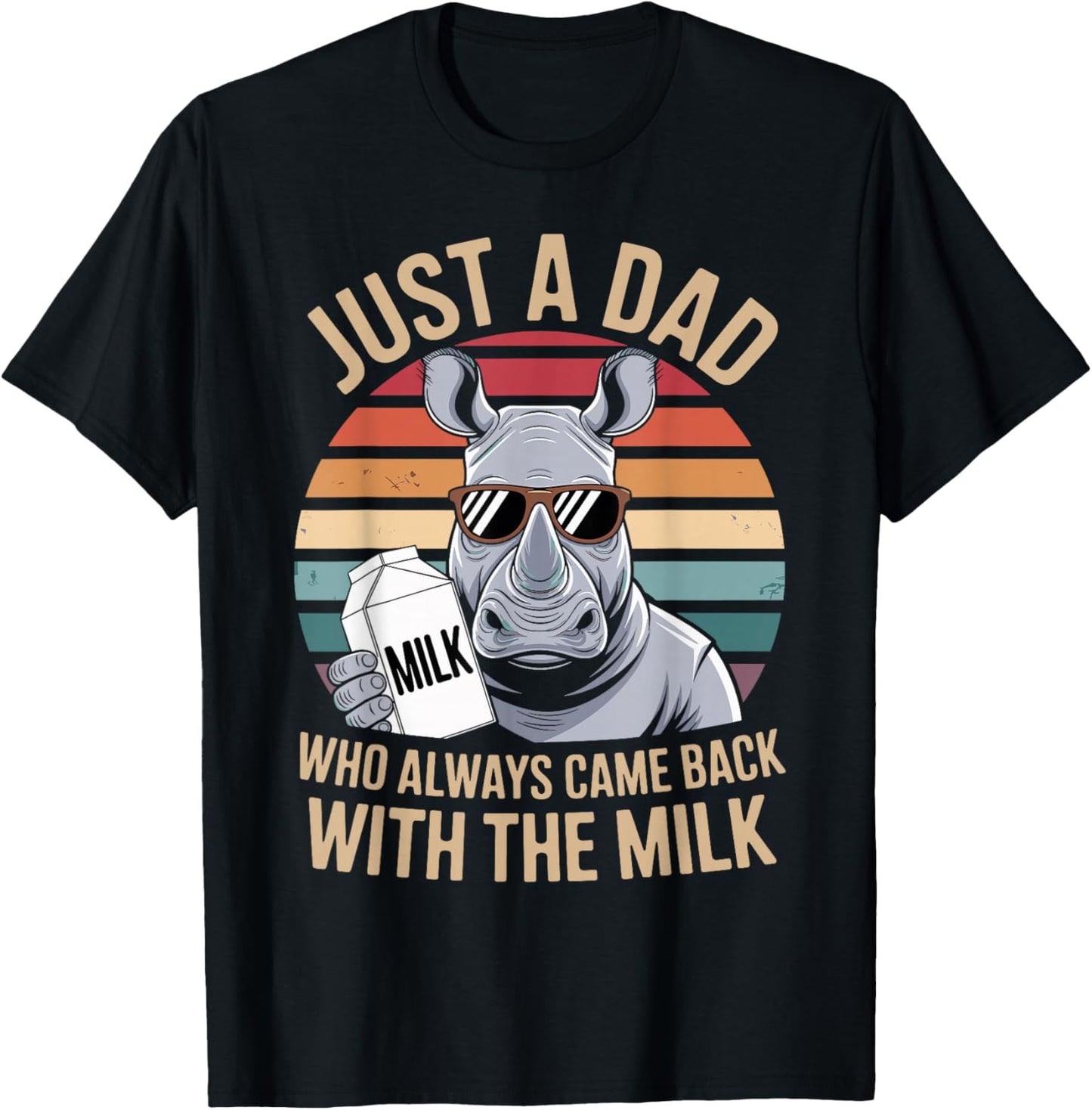 Rhino Funny Father's Day Dad Milk T-Shirt - T-Shirt | Black