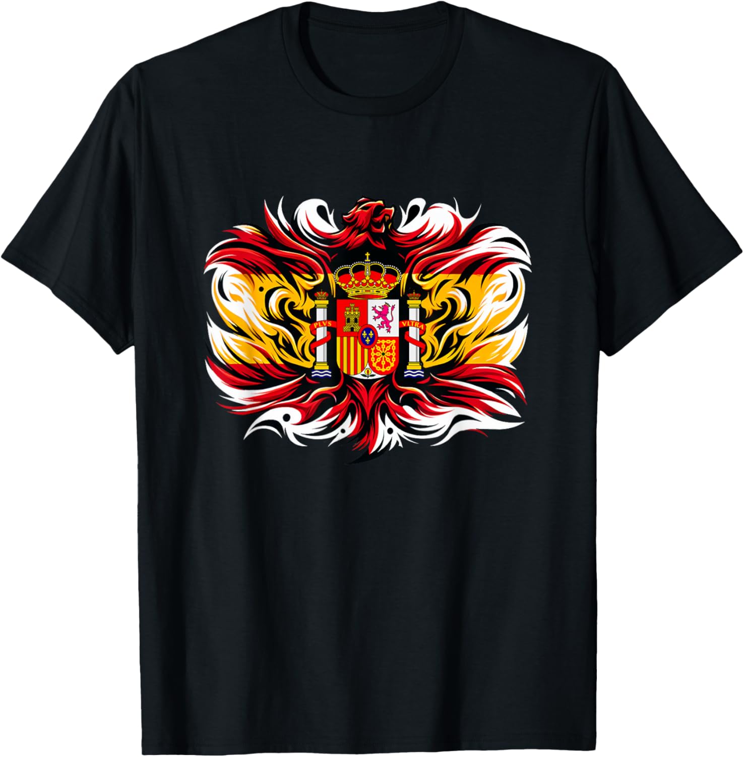 Spanish Banner Fan Spain Flag Retro Art Eagle T-Shirt - T-Shirt | Black