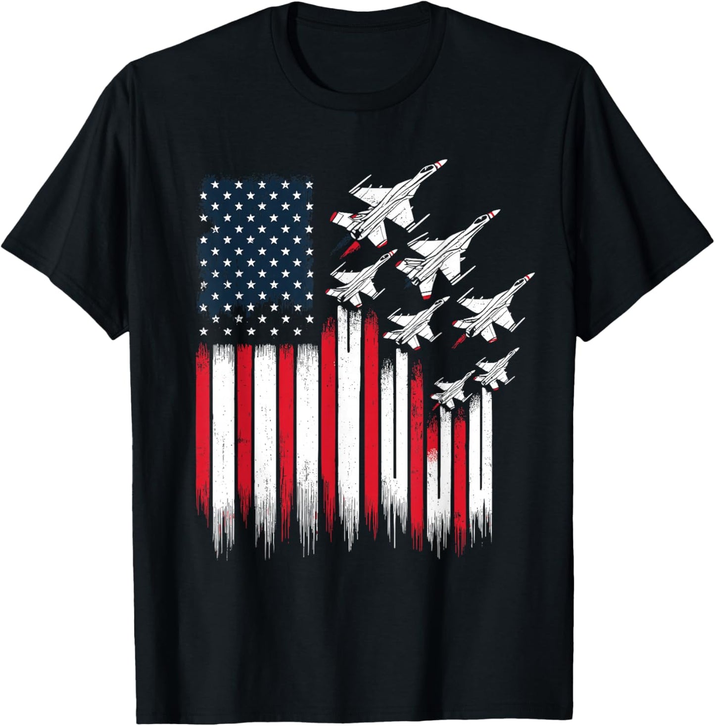 Patriotic Fighter Jets USA Flag 4th of July Jets Lover T-Shirt - T-Shirt | Black