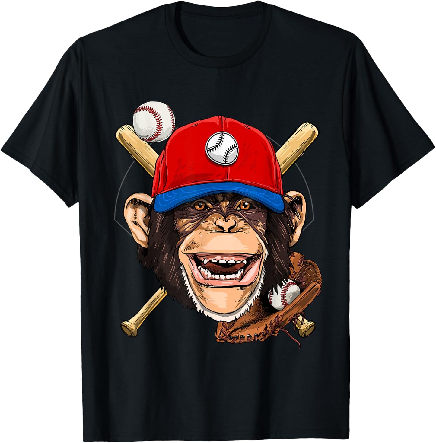 Monkey Baseball Monkey Lovers Baseball Player T-Shirt - T-Shirt | Black