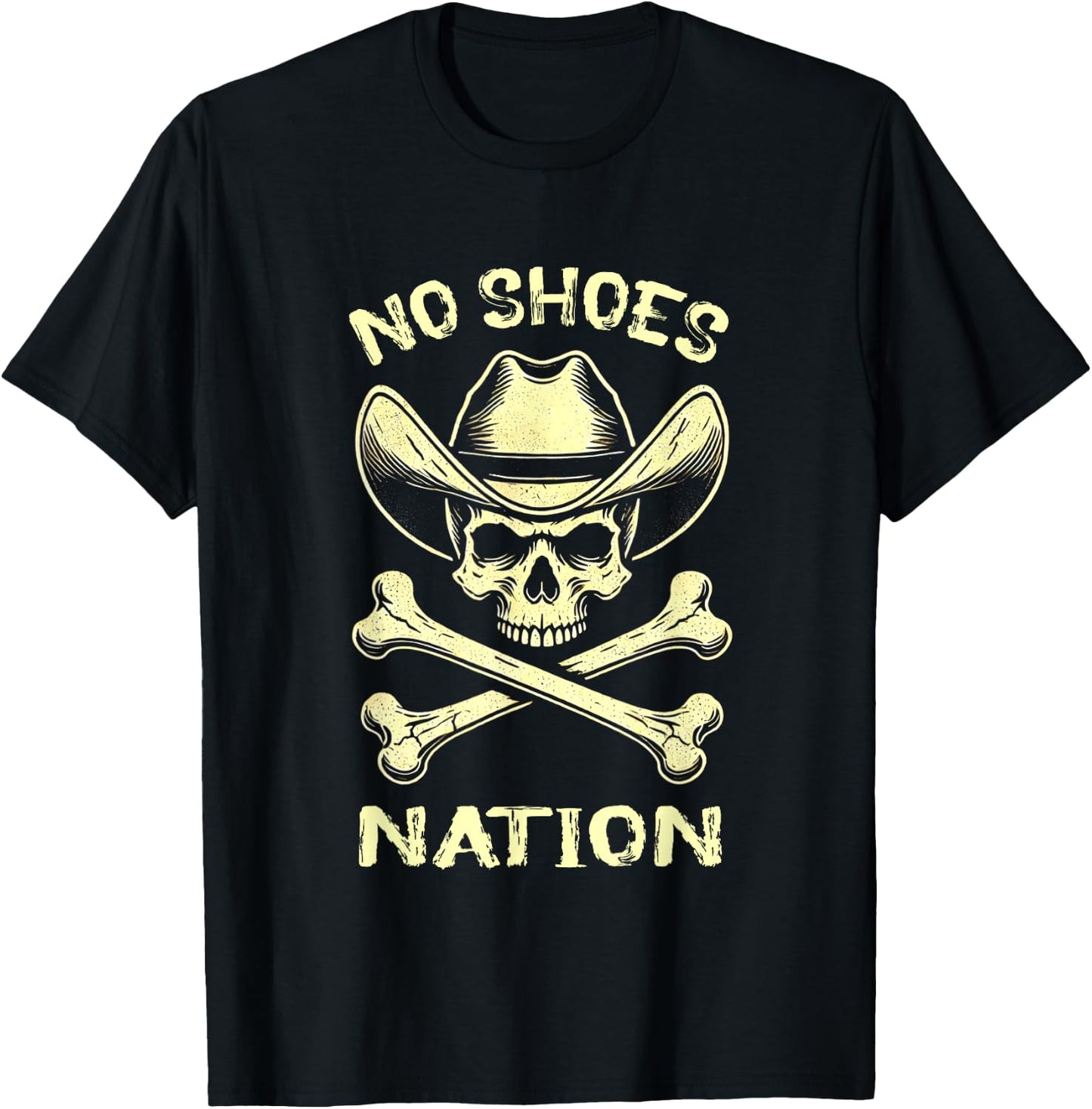 No Shoes No Nation Funny Skull Saying Shoes T-Shirt - T-Shirt | Black