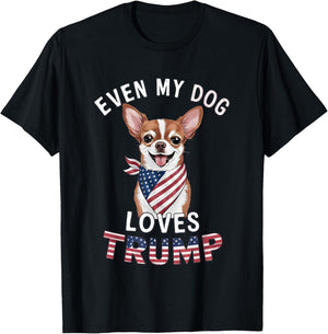 Chihuahua Even My Dog Loves Trump USA Flag Bandana Men T-Shirt - T-Shirt | Black