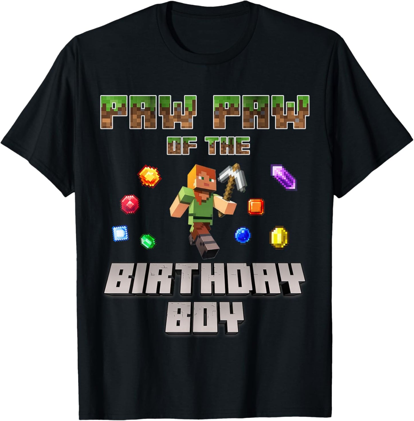 Paw paw Of The Birthday Boy Video Gamer Pixel Number T-Shirt - T-Shirt | Black
