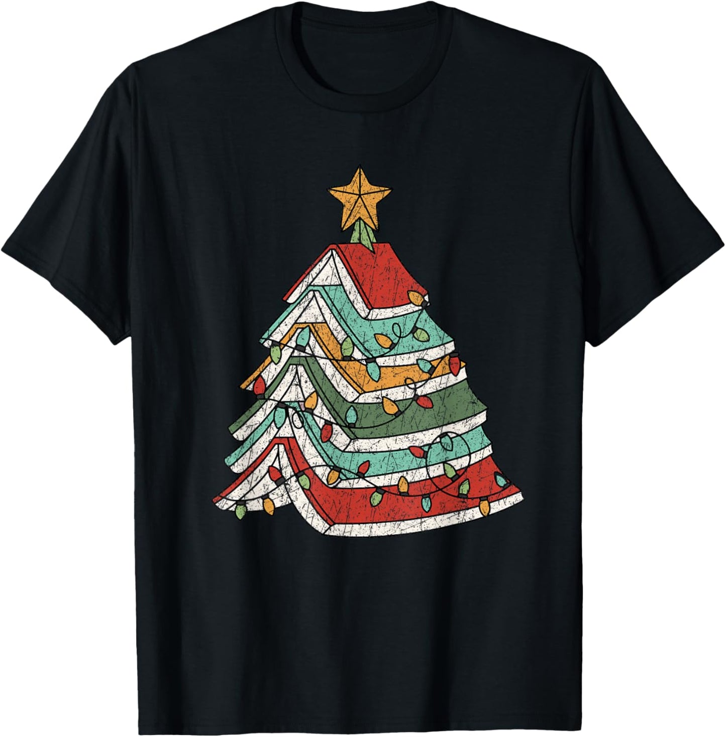Book Christmas Tree For Librarians Book Lovers T-Shirt - T-Shirt | Black